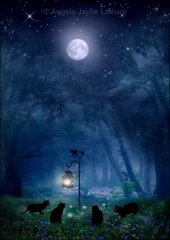 The Witches Cats (portrait) - Mystery & Moonlight