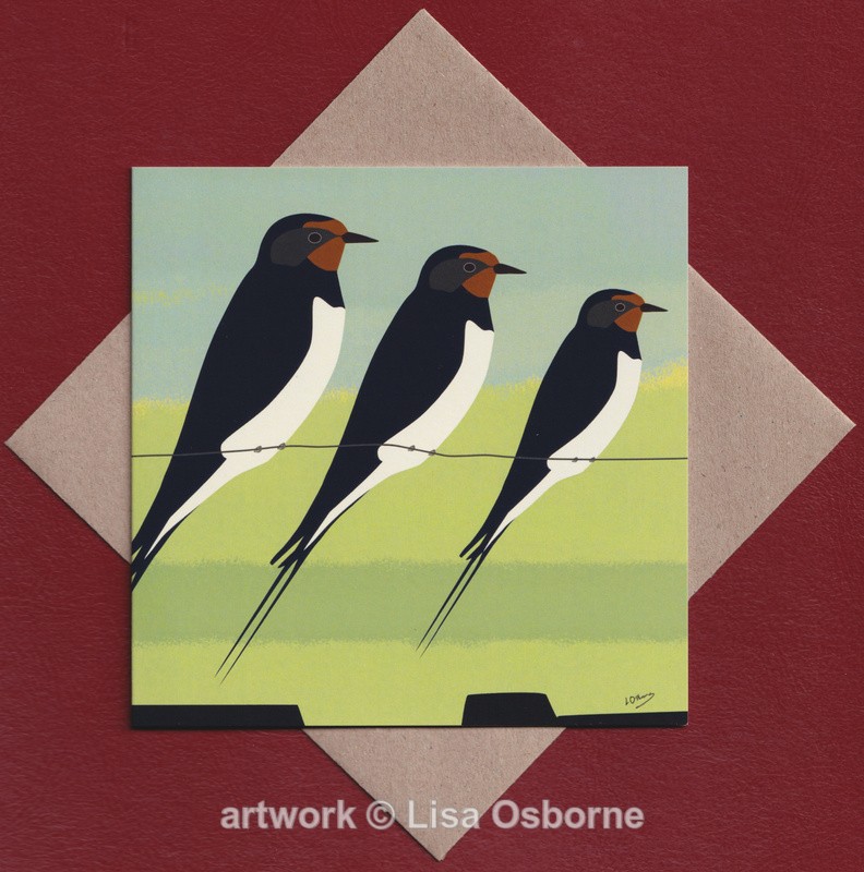 Swallows greetings card - Cards