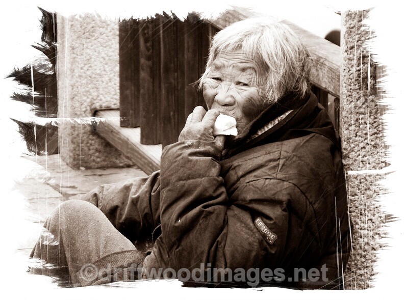 China Shanghai Zhu Jia Jiao water town lady sitting on bridge sepia - China