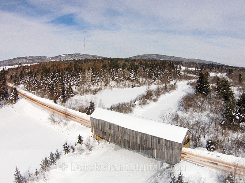 Millstream River #5 Covered Bridge Centerville NB Canada Aerial view - Covered Bridges of New Brunswick