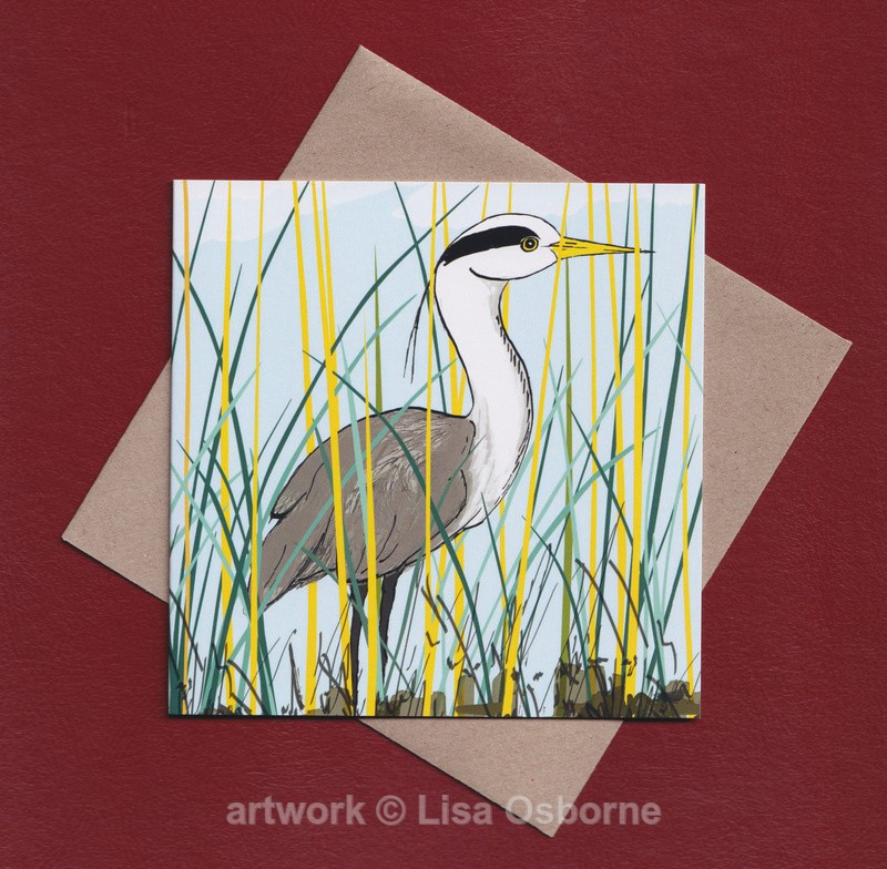 Heron in reeds greetings card - GREETINGS CARDS