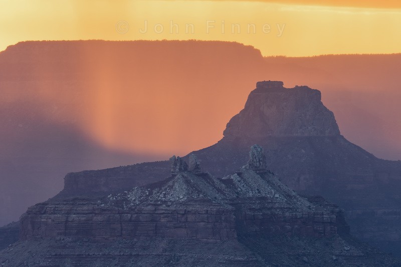 Grand Canyon back-lit rain - North America & Canada