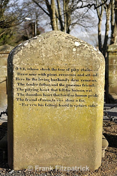 Reverse of headstone, The Auld Kirk, Alloway. - Robert Burns
