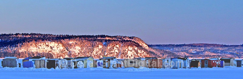 Renforth Ice Fishing Shacks Panorama NB Canada