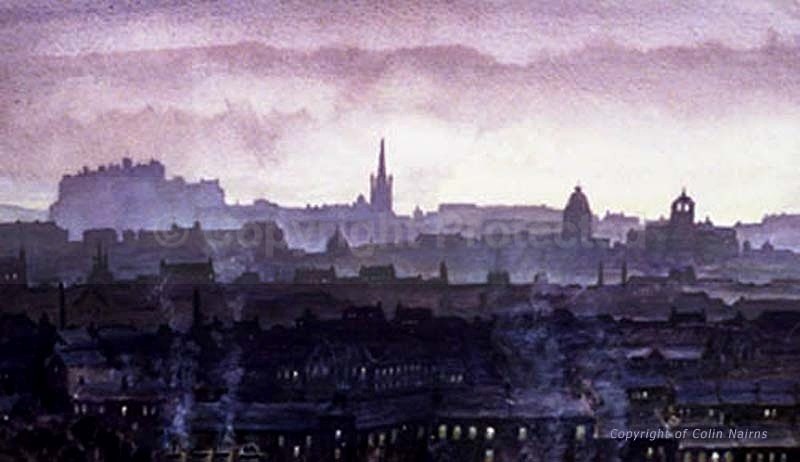 'Edinburgh Skyline' - Mauve version - Edinburgh Paintings