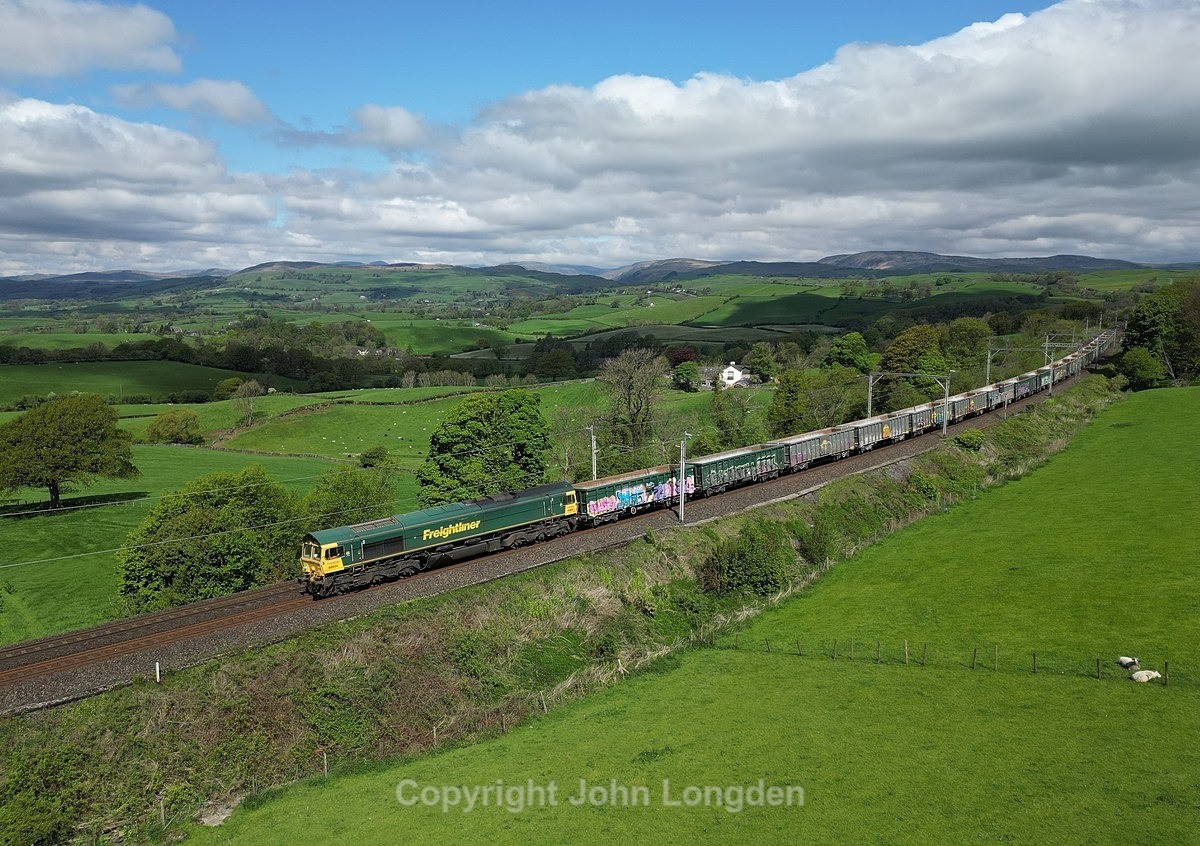 JL - 12.5.23 66604 6H51 Hardendale - Guide Bridge, Benson Hall - West Coast Main Line (north to south)