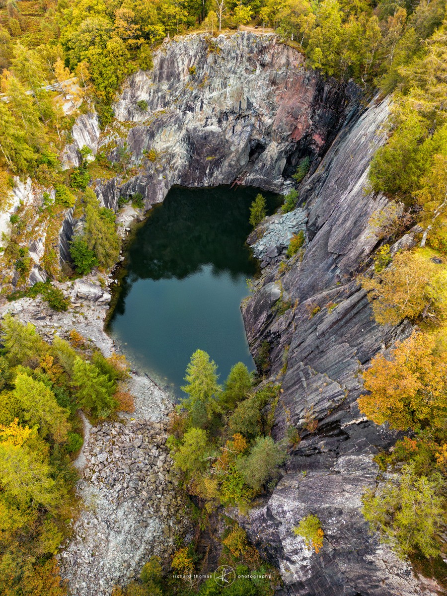Hodge Close quarry, top down - Lake District. - FROM ABOVE