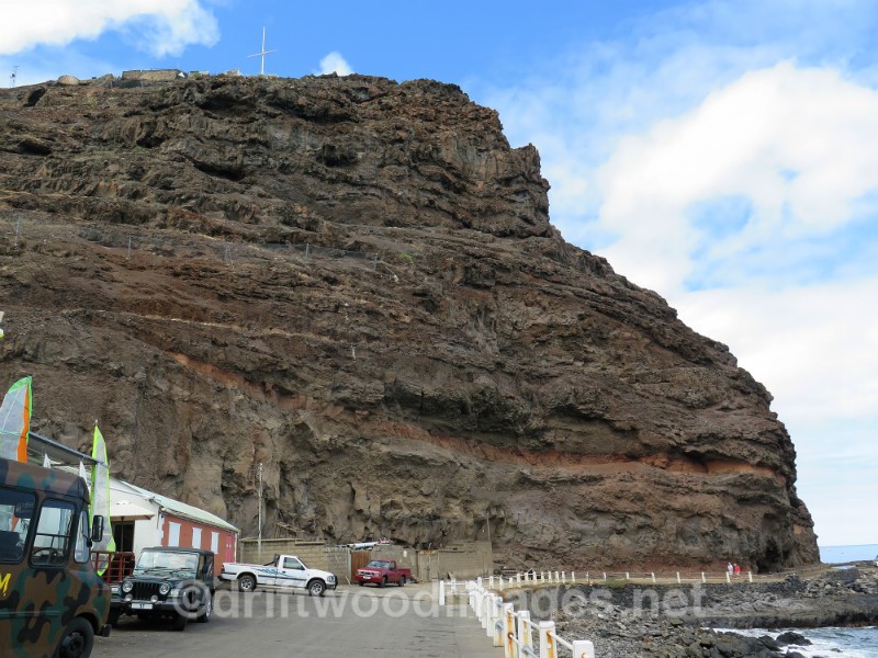 St Helena Jamestown volcanic cliffs by harbour - St Helena, South Atlantic Ocean