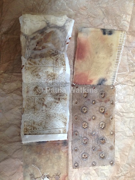 Eco dyed fabric, paper and encaustic wax book - Altered Books and Handmade Books
