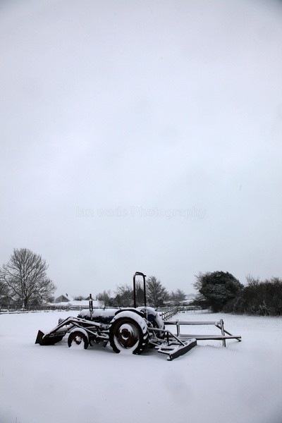 Vintage tractor in snow _S140 - Somerset landscape Photography