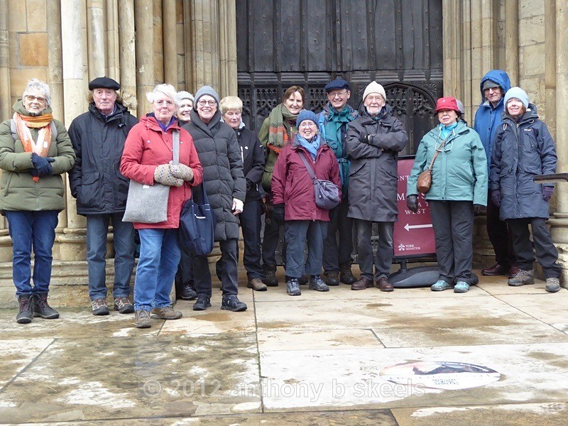 001 Final total of sixteen walkers setting out New Years Day 2025 - York Minster Walkers Collection 2025