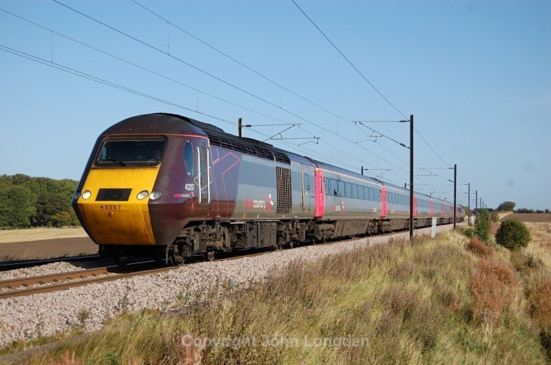 22.9.11 43207 06.01 Glasgow - Plymouth, Mordon - East Coast Main Line (north to south)