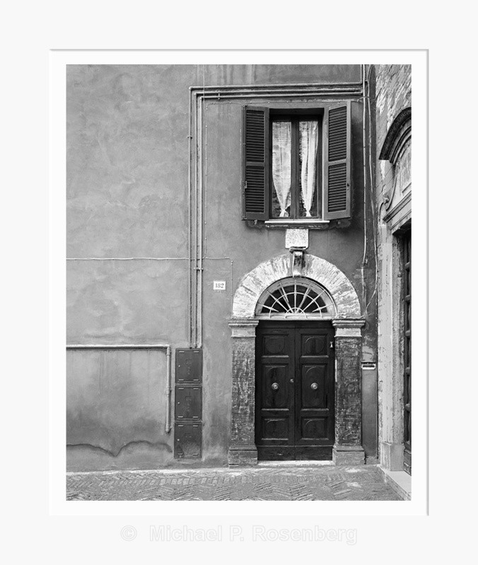 Window with Curtain Above Door, Perugia Italy (5538) - Italy