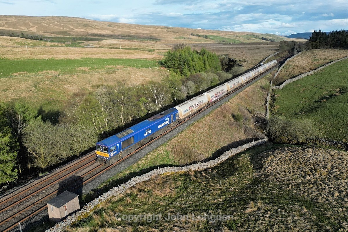 JL - 5.5.23 66727 6C00 Clitheroe - Carlisle NY, Ais Gill MP260 - Ais Gill - Milepost 260