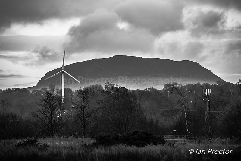 Windswept clouds over Slemish - Black & White