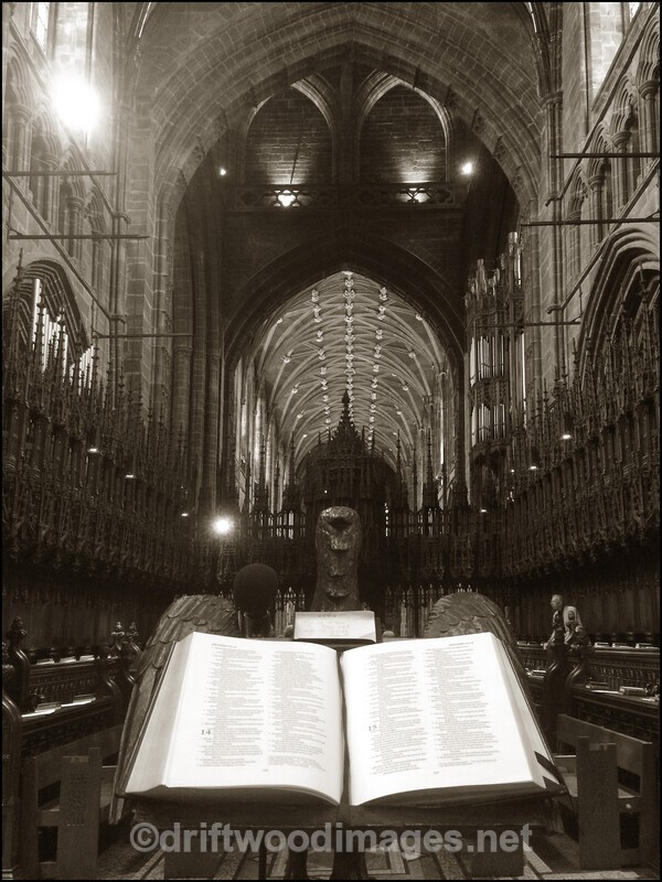 Chester Cathedral Choir and lectern sepia - Chester Cathedral