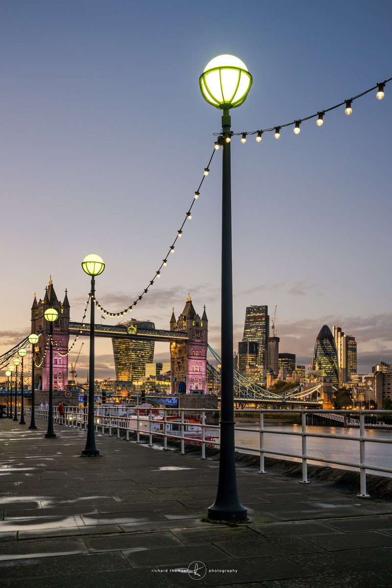 Looking across the River Thames from Tower Bridge towards the city