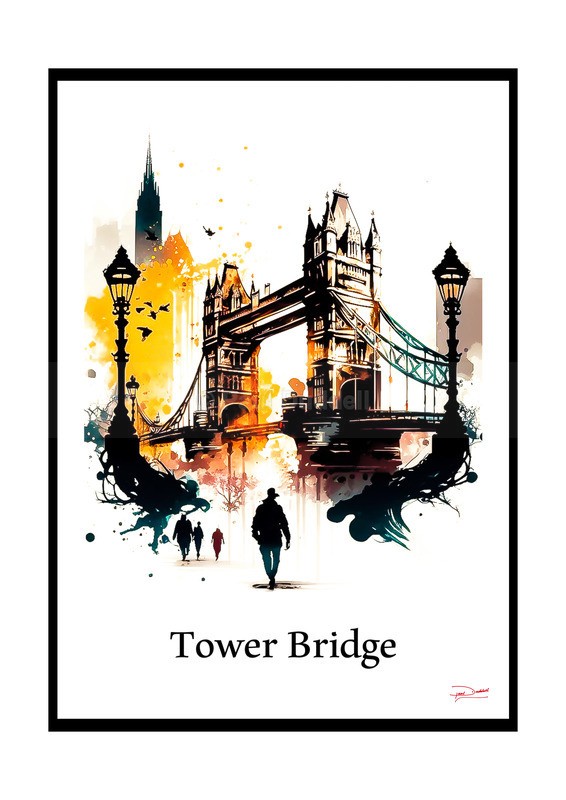 Tower Bridge Historical Structures Ink Paintings by Paul Duddell, Whispers & Strokes - Artist, Painter, and Photographer