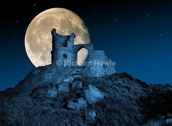 Moonlit Mow Cop Castle - The Potteries by Moonlight