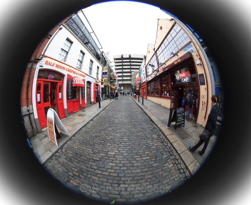 Central Bank and Temple Bar - Dublin - through a fisheye lens