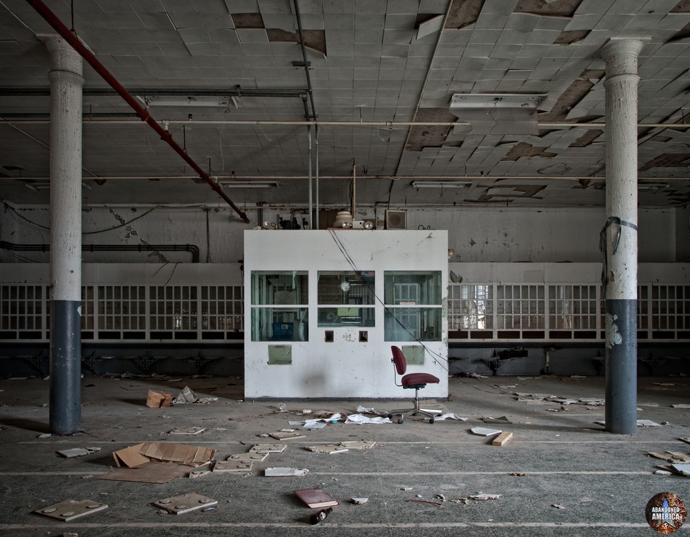 Visiting area at the abandoned Essex County Jail Annex in Caldwell, NJ
