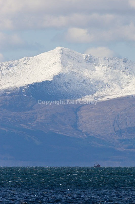 Goatfell on the Isle of Arran from Ardrossan, North Ayrshire - Portrait format