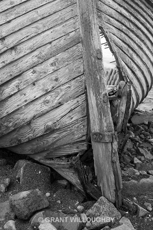 Wrecked waterboat on Half Moon island - Antartica