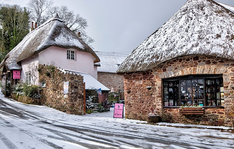 Snowy view of Cockington Village - Snowy Views