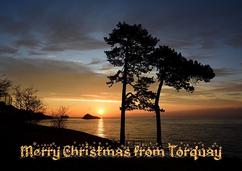 5 in stock XM052 - Sunrise at Meadfoot Beach - XMAS CARDS Torquay St Marychurch, Babbacombe and Cockington