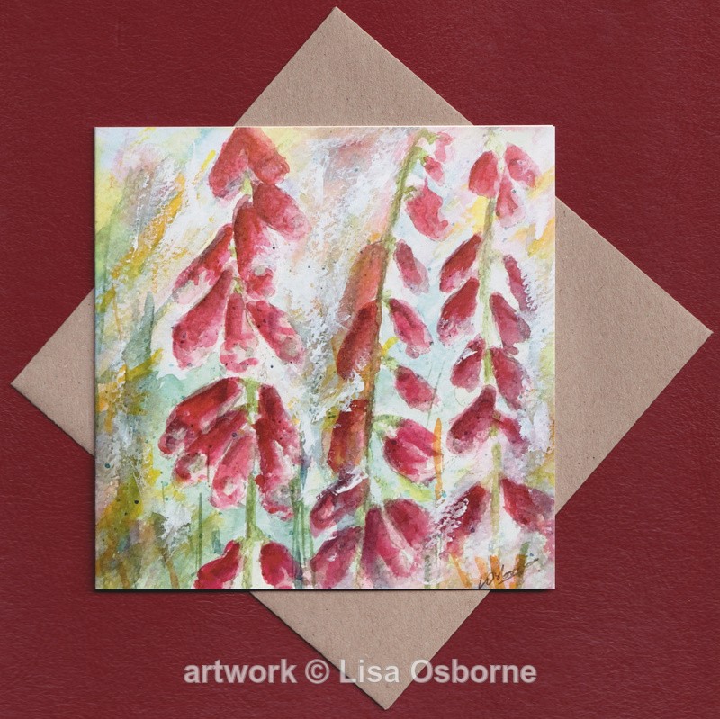 Foxgloves greetings card - Cards