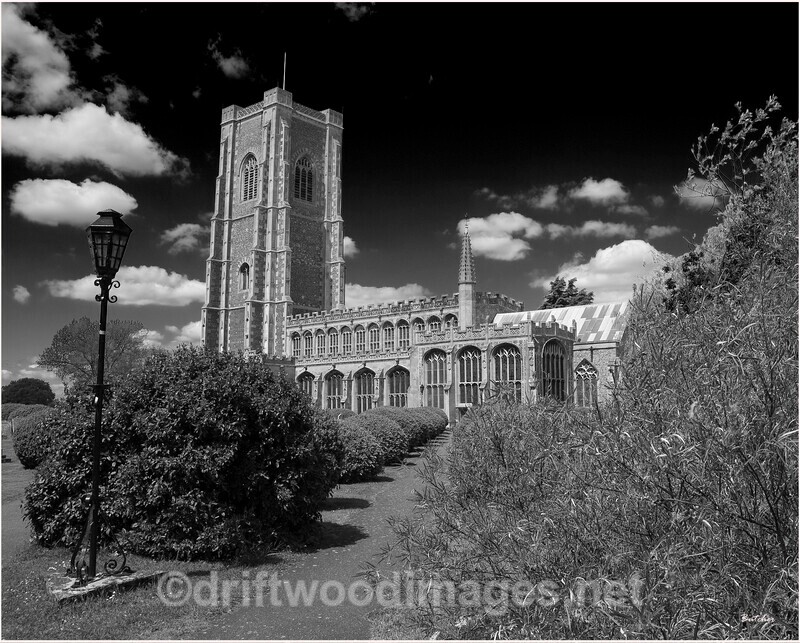 Lavenham Suffolk Church exterior bw - Lavenham Suffolk