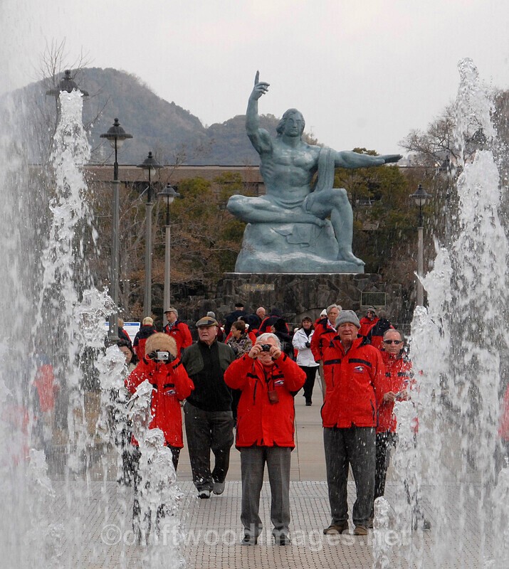 Japan Nagasaki Japan Peace Park group through fountains 3 - Japan