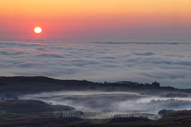 Sunset over a Sea mist from the Isle of Mull - Sea Mist, Moonset and Sunset over the Hebrides seen from the Isle of Mull
