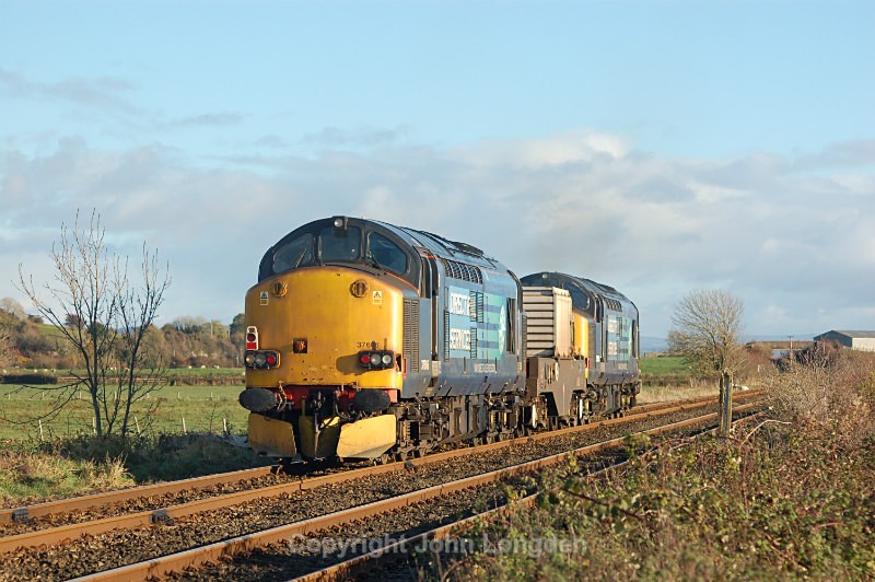 JL - 10.11.16 37605 37606 6C51 Carlisle - Heysham, Wraysholme Lane - Cumbrian Coast (north to south)