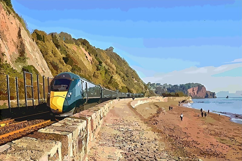 TS58 - GWR train at Teignmouth - Greetings Cards - Trains