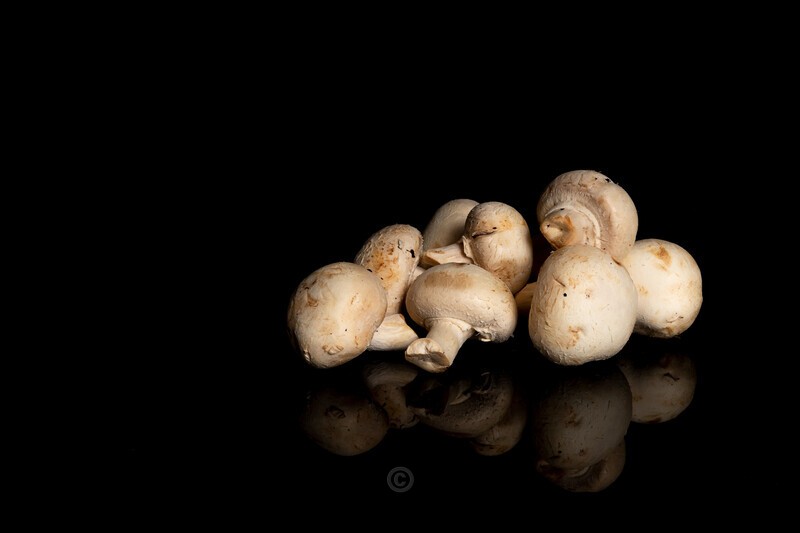 Mushrooms on black background - Food Photography