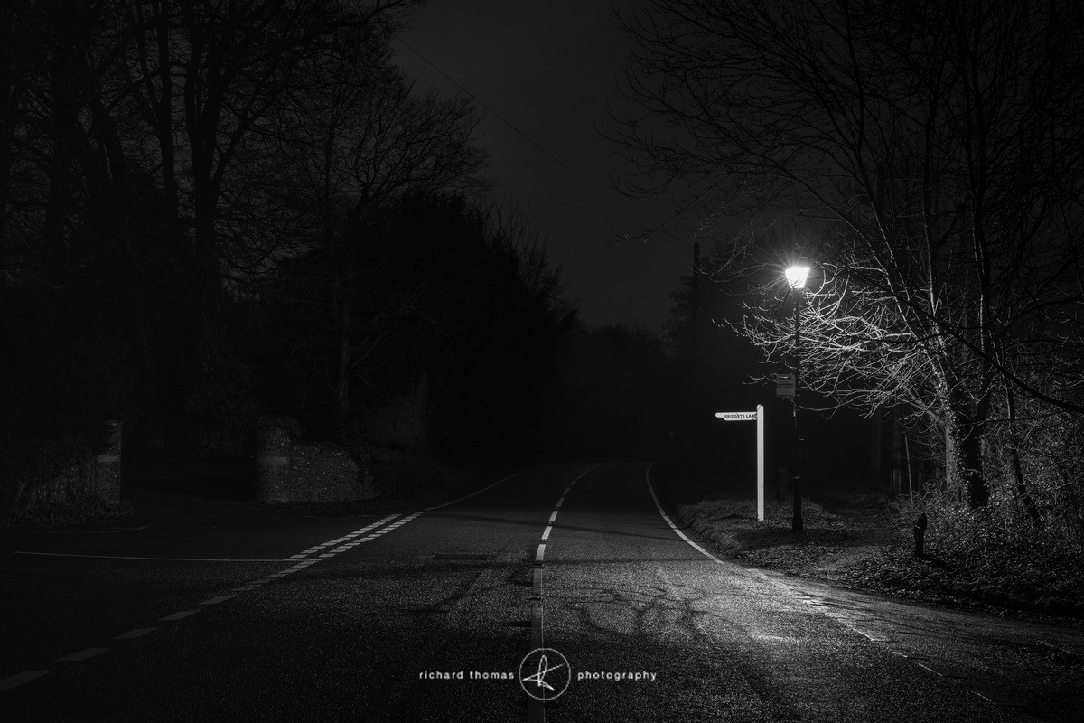 Country road at night