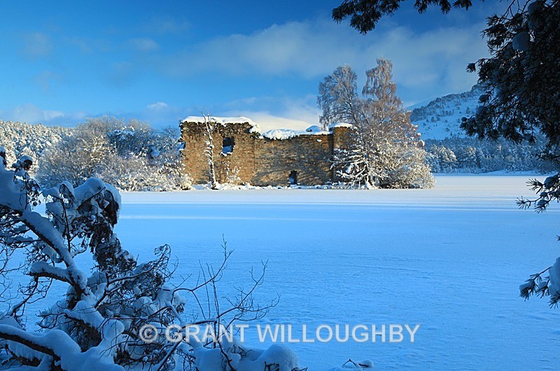Loch Eil Eilean Castle in the loch - Horizontal