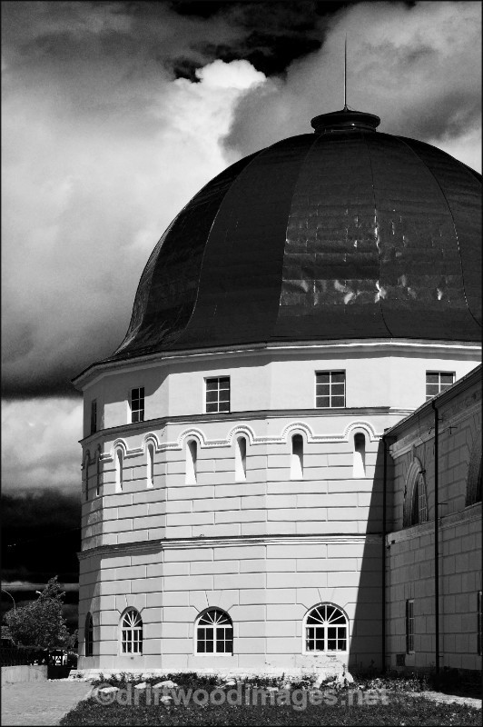 Archangel Merchant Yard museum detail 2 bw - Archangel, Russia