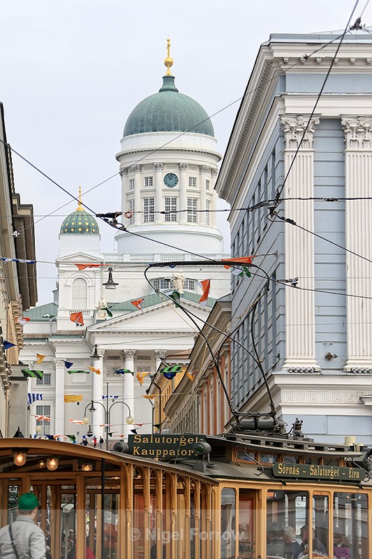 Helsinki Cathedral & vintage tram, Finland - Helsinki, Finland