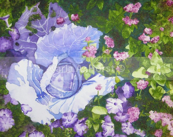 Cabbage and Petunias II - Original Art