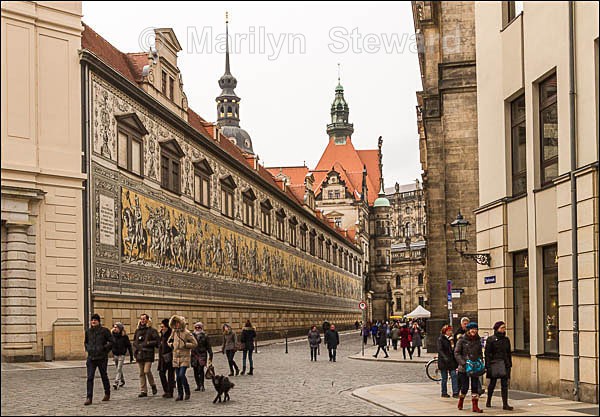 Dresden, wall of tiles - Prague to Berlin along the Elbe river