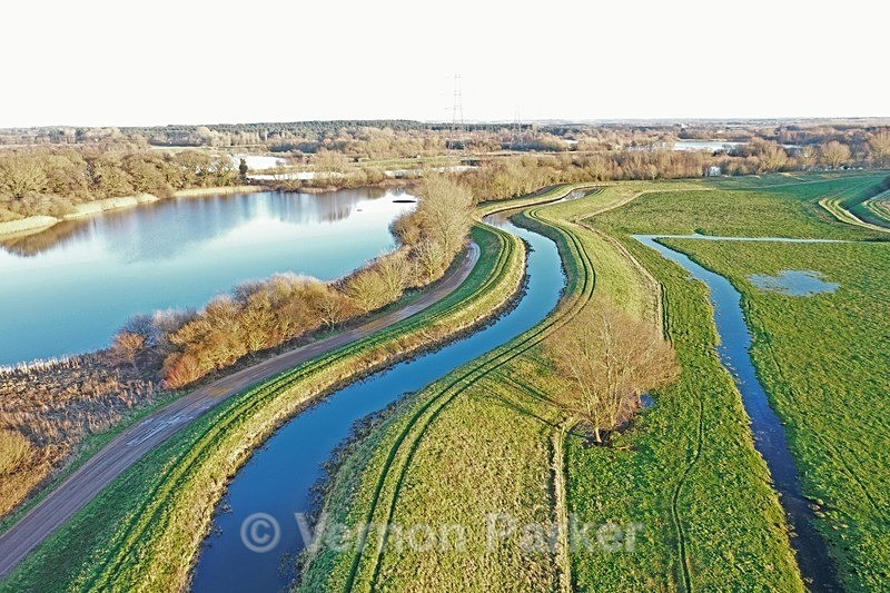 River Nar at Pentney in Winter - Ariel Landscapes