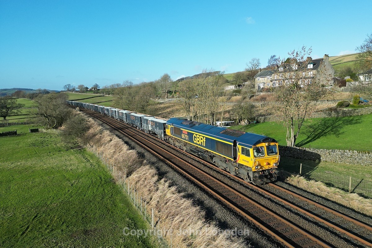 JL - 26.1.24 66751 6E69 Ribblehead - Hunslet, Long Preston - Around Long Preston