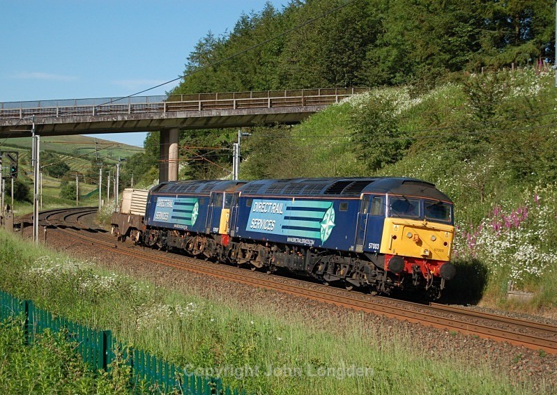 28.6.11 57007 & 57003 6C53 Crewe - Sellafield, Beckfoot - West Coast Main Line (north to south)
