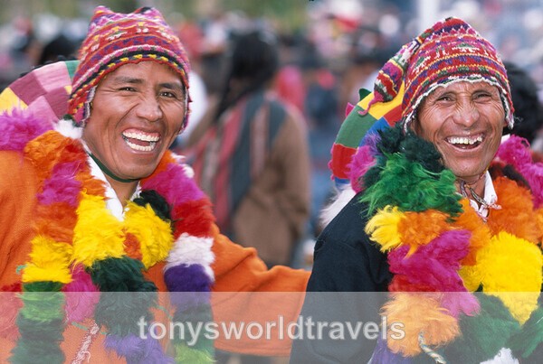 Two Smiling Peruvians Celebrating Inca Festival Cusco Peru - Smiling faces of the World
