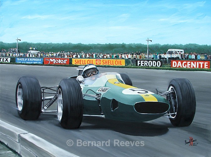 Jim Clark in the Lotus 33 Silverstone GP - Formula 1 cars and drivers