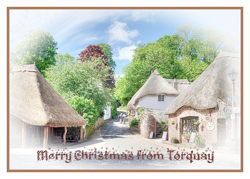 TQ180 Cockington yesteryear effect - XMAS CARDS Torquay St Marychurch, Babbacombe and Cockington
