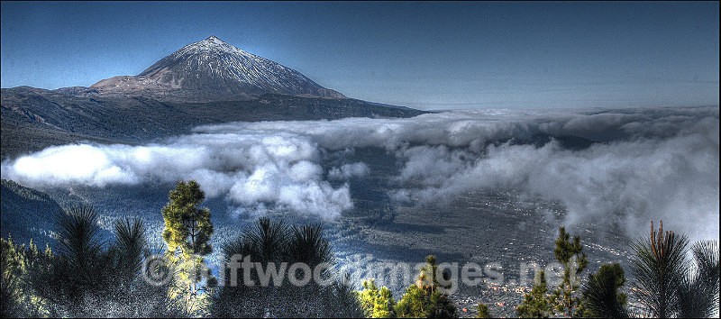 Tenerife mountain trees and cloud pan HDR reduced - High Dynamic Range pictures