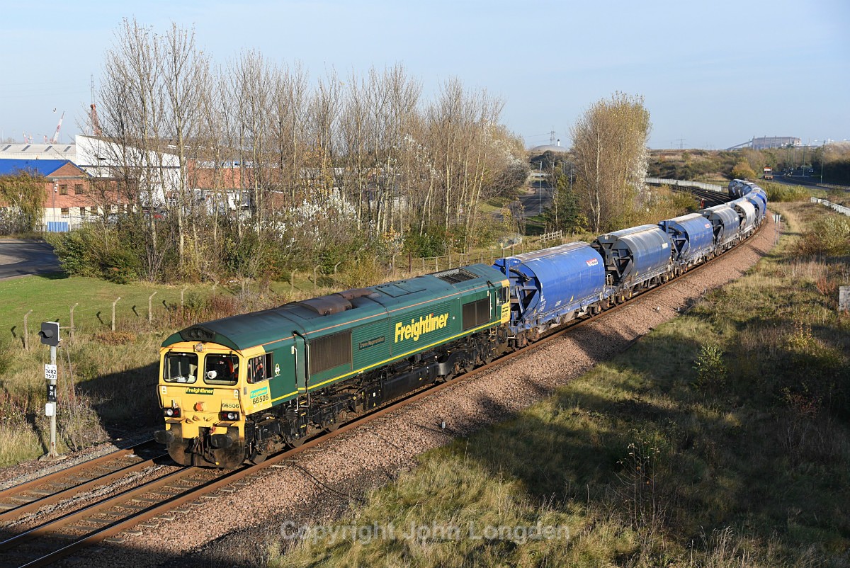 JL - 6.11.17 66506 6F22 Boulby - Middlesbrough, Cargo Fleet - Teesside (west to east)
